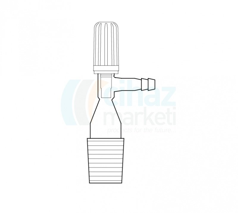 Çalışkan Cam Teknik LG002.17.2429 Desikatör musluğu, PTFE, valf musluklu NS : 24/29  , 2.5 mm Delik Çapı