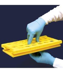 ISOLAB 079.03.002W tüp standı - katlanabilir - 50 delik - 16 mm tüpler için - beyaz