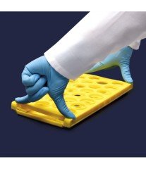 ISOLAB 079.03.002W tüp standı - katlanabilir - 50 delik - 16 mm tüpler için - beyaz