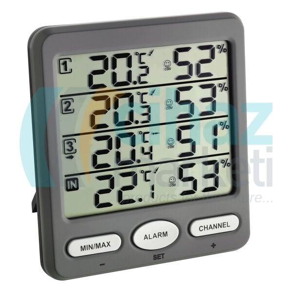 TFA 30.3054.10 'Klima-Monitor' 3 Sensörlü Kablosuz Sıcaklık ve Nem Ölçer