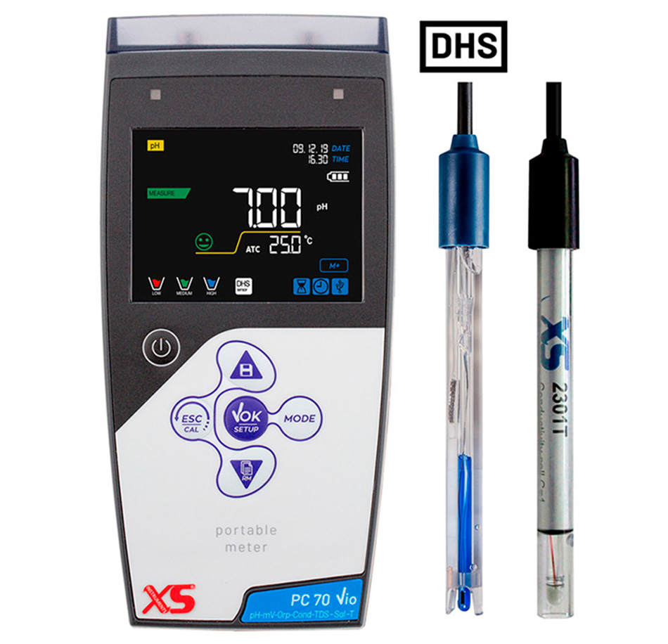 XS Instruments PC 70 Vio Taşınabilir Multiparametre Ölçer + XS 201 T DHS Dijital pH Elektrotu + 2301T İletkenlik Hücresi
