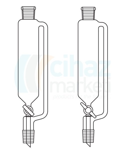 Çalışkan Cam Teknik LG019.04.1404 Silindirik tip, Damlatma hunisi, Basınç denge borulu, PTFE Musluk 250 ml Hacim, NS : 14,5/23, Musluk/Delik Çapı 14.5/4.0 mm