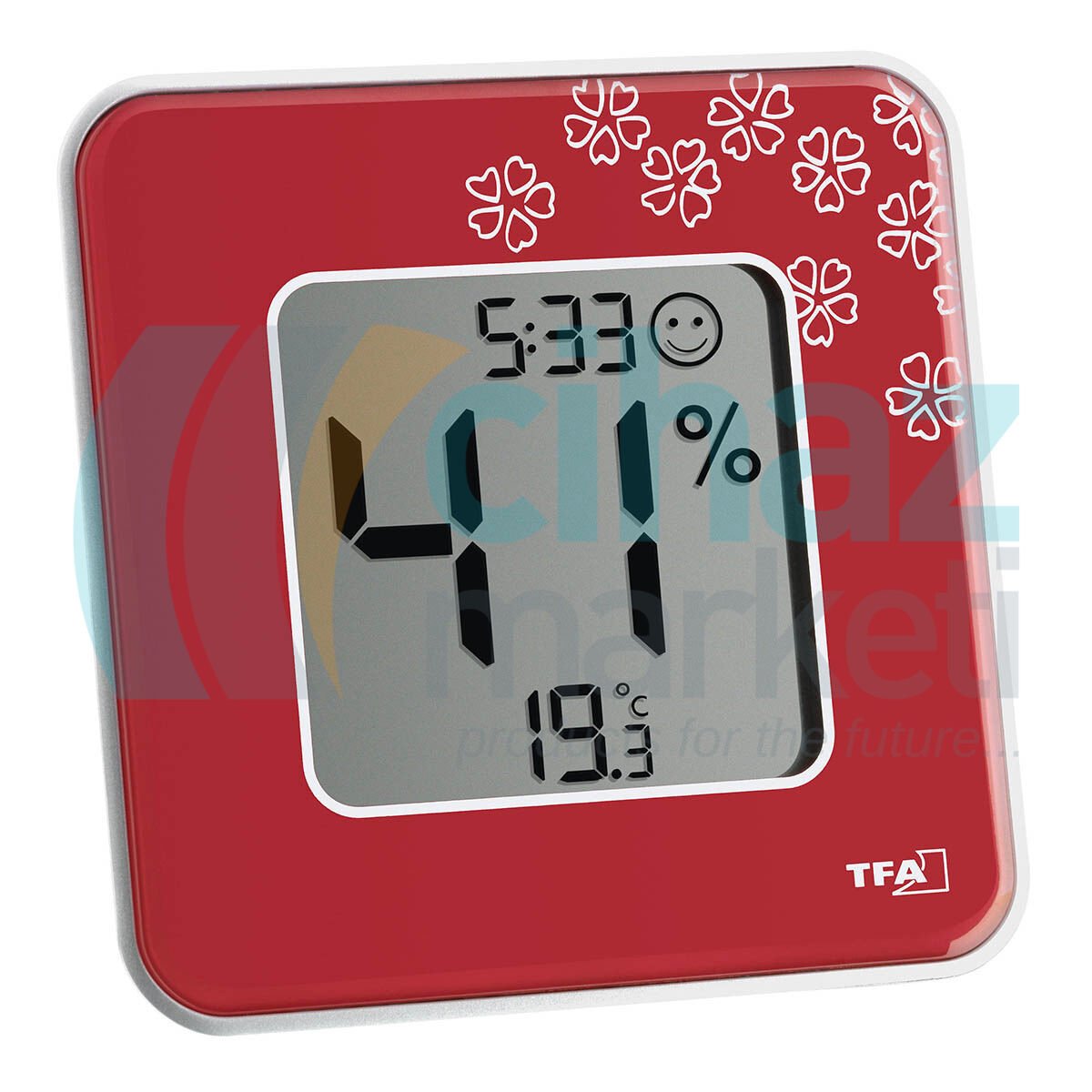 TFA 30.5021.05 Dijital Termo-Higrometre (Kırmızı-Saatli)