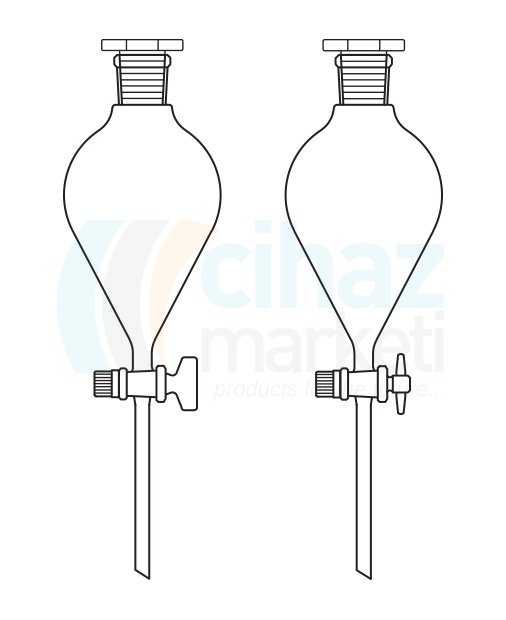 Çalışkan Cam Teknik LG019.09.1902    Ayırma Hunisi, Armudi Tip, Cam Musluk 100 ml Hacim, NS: 19/26, Musluk/Delik Çapı 12.5/2.5 mm