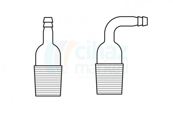 Çalışkan Cam Teknik LG004.01.1926   Çıkış borulu kapak, Erkek şilifli , (dik)  NS : 19/26