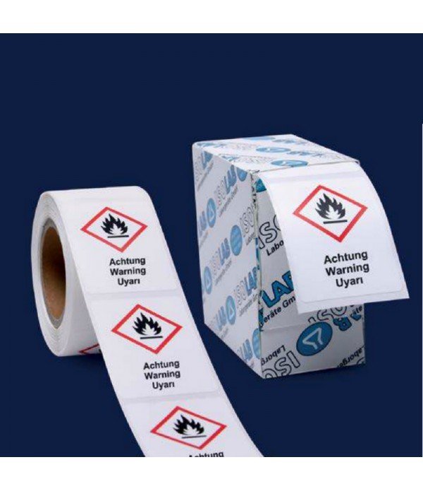 ISOLAB 099.19.001 uyarı etiketleri - GHS 9 - uyarı - 26 x 37 mm