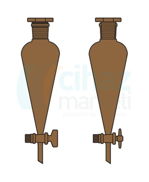 Çalışkan Cam Teknik LG019.15.2901 Ayırma hunisi, Konik tip, Amber renk, Cam Musluk 250 ml Hacim, NS: 29/32, Musluk/Delik Çapı 14.5/4.0 mm
