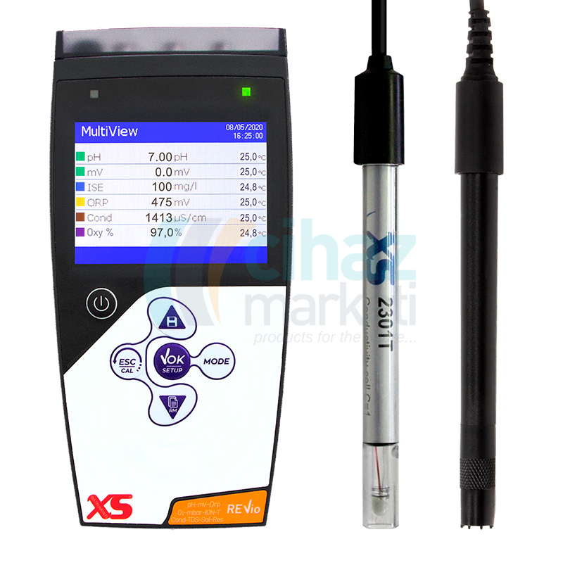 XS Instruments Revio Taşınabilir Multiparametre Ölçer + 2301T İletkenlik Hücresi + DO7/3MT Polarografik Çözünmüş Oksijen Sensörü