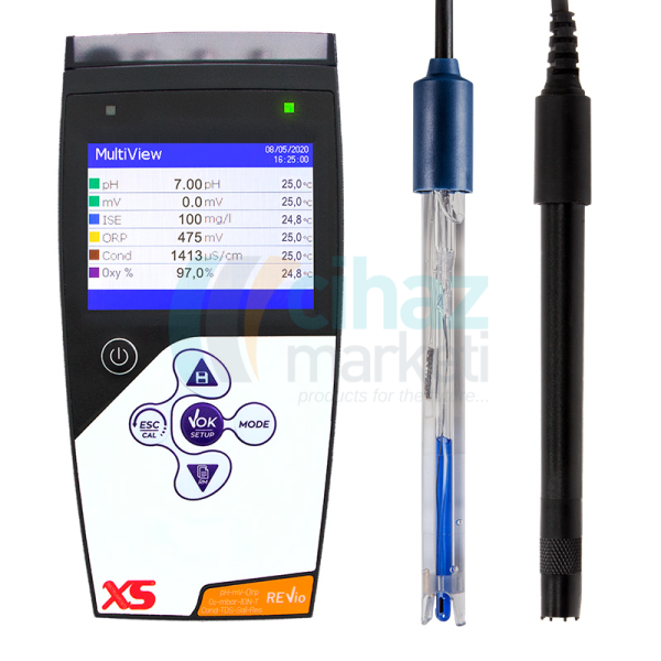 XS Instruments Revio Taşınabilir Multiparametre Ölçer + XS 201 T pH Elektrotu + DO7/3MT Polarografik Çözünmüş Oksijen Sensörü