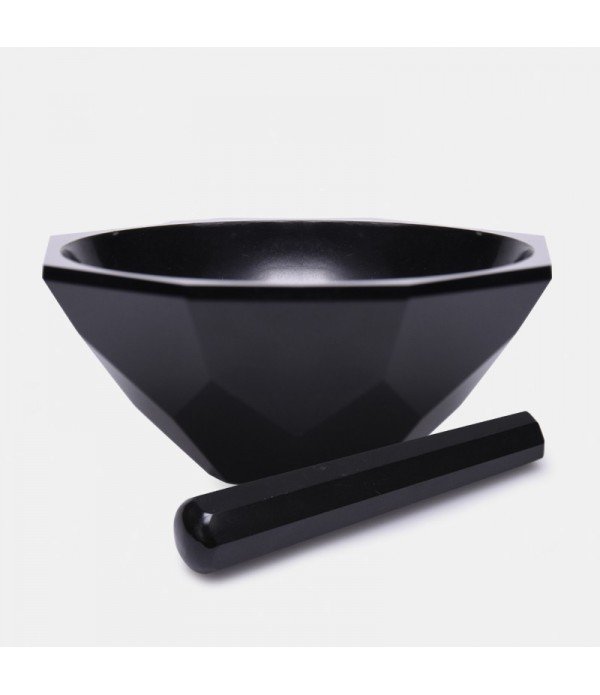 ISOLAB 038.18.150 havan - agat - tokmağı ile - çap 150 mm - standart form - siyah