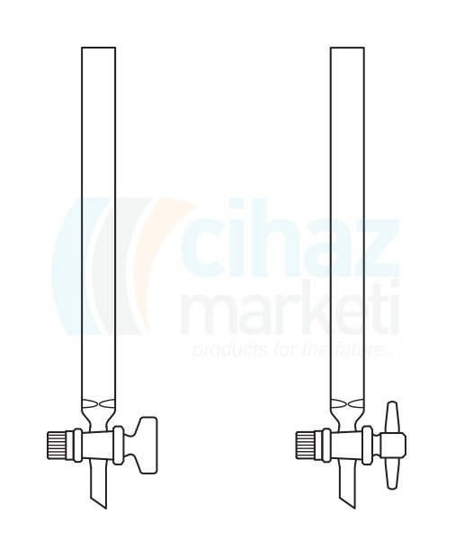 Çalışkan Cam Teknik LG020.04.3060  Kromatografi Kolonu, Şilifsiz, Filtreli, PTFE Musluklu Boru Çapı 30 mm, Boy 600 mm, 430 ml Hacim
