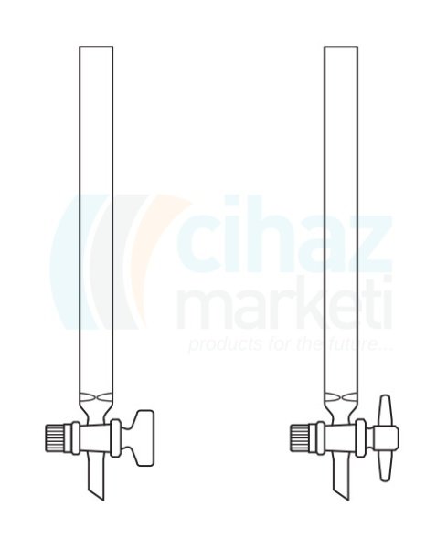 Çalışkan Cam Teknik LG020.04.3060  Kromatografi Kolonu, Şilifsiz, Filtreli, PTFE Musluklu Boru Çapı 30 mm, Boy 600 mm, 430 ml Hacim
