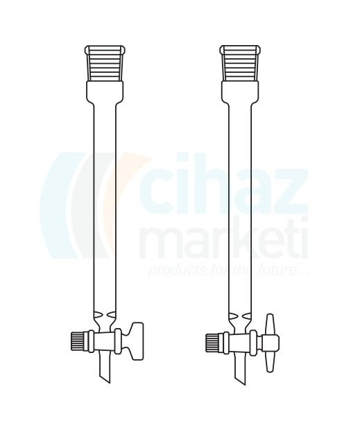 Çalışkan Cam Teknik LG020.05.4080  Kromatografi Kolonu, Şilifli, Cam Musluklu Boru Çapı 40 mm, Boy 800 mm, NS: 29/32, 1000 ml Hacim