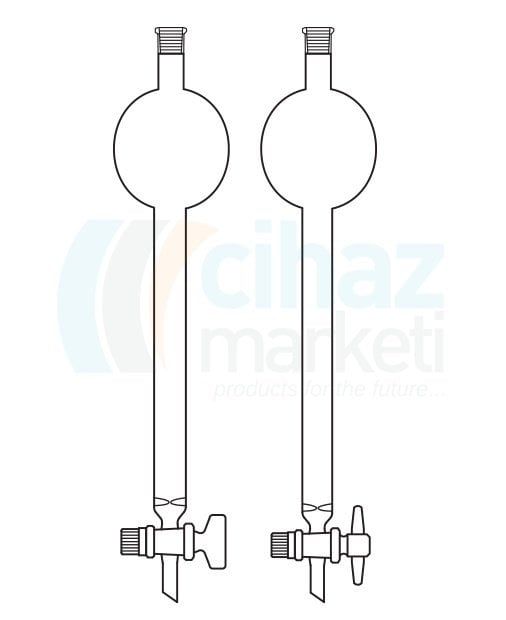 Çalışkan Cam Teknik LG020.10.2040  Kromatografi Kolonu, Hazneli Kolon, PTFE Musluklu Boru Çapı 20 mm, Boy 400 mm, 120 ml Hacim, 250 ml Rezervuar Hacim