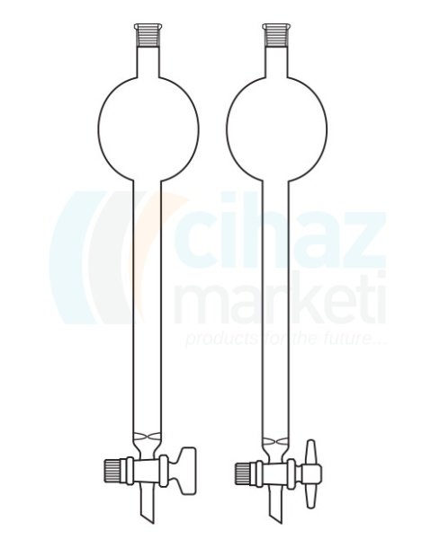 Çalışkan Cam Teknik LG020.10.3060  Kromatografi Kolonu, Hazneli Kolon, PTFE Musluklu Boru Çapı 30 mm, Boy 600 mm, 430ml Hacim, 500 ml Rezervuar Hacmi