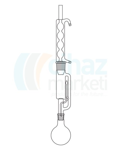 Çalışkan Cam Teknik LG021.01.5010 Soxhlet Ekstraksiyon takımı, Bullu soğutuculu 500 ml Ekstaktör Hacmi, 1000 ml Balon Hacmi