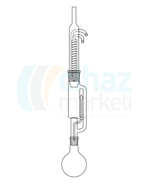 Çalışkan Cam Teknik LG021.02.1020 Soxhlet Ekstraksiyon takımı, Dimroth soğutuculu 1000 ml Ekstaktör Hacmi, 2000 ml Balon Hacmi