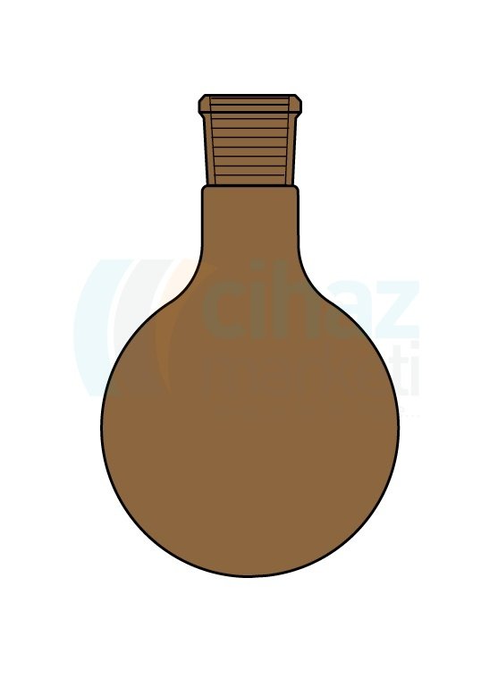 Çalışkan Cam Teknik LG006.03.1404 Balon, Tek boyunlu, Amber renk, DY 100 ml Hacim, NS: 14.5/23