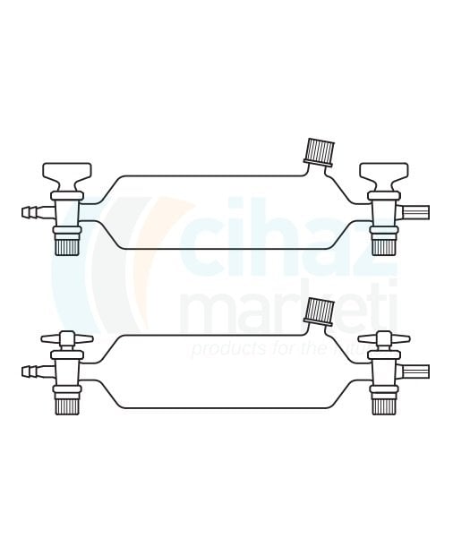 Çalışkan Cam Teknik LG023.03.1000    Gaz Numune Alma Pipeti, Septalı, Cam Musluklu 1000 ml Hacim