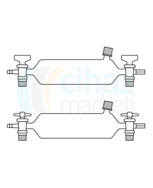 Çalışkan Cam Teknik LG023.04.1000 Gaz Numune Alma Pipeti, Septalı, PTFE Musluklu 1000 ml Hacim