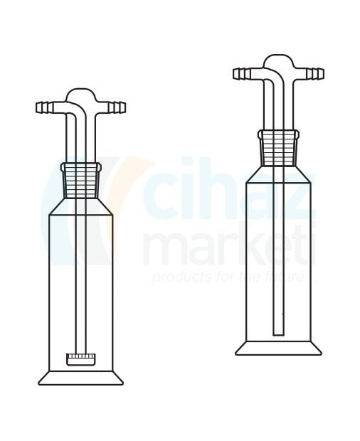 Çalışkan Cam Teknik LG023.05.0250   Gaz Yıkama Şişesi, Başlıklı, Filtreli 250 ml Hacim