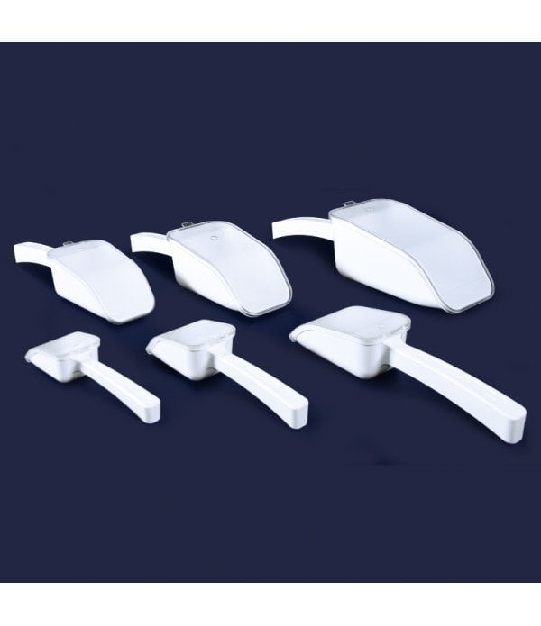 ISOLAB 037.36.500W kürek - P.S - dibi düz - kapaklı - 500 ml - steril - beyaz