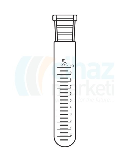 Çalışkan Cam Teknik LG024.10.0020 Test Tüpü, Dereceli, Şilifli 20 ml Hacim, NS: 14.5/23