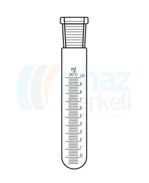 Çalışkan Cam Teknik LG024.10.0020 Test Tüpü, Dereceli, Şilifli 20 ml Hacim, NS: 14.5/23