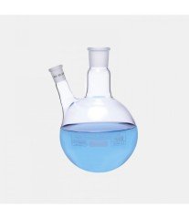 ISOLAB 030.24.250 balon - dibi yuvarlak - 2 boyunlu - yan dişi şilif - merkez boyun : NS 14/23 - yan dişi şilif : NS 14/ 23 - 250 ml