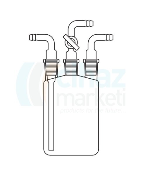 Çalışkan Cam Teknik LG024.12.1000 Woulfe Şişesi NS: 29/32, 1000 ml Hacim