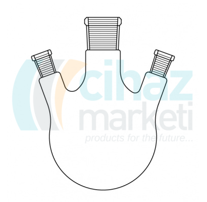 Çalışkan Cam Teknik LG006.07.1418 Balon, Üç boyunlu, (45◦ Açılı Boyun) 6000 ml Hacim, NS: 29/32