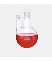 ISOLAB 030.34.902 balon - dibi yuvarlak - 2 boyunlu - paralel yan boyun - merkez boyun : NS 29/32 - yan dişi şilif : NS 19/26 - 2000 ml