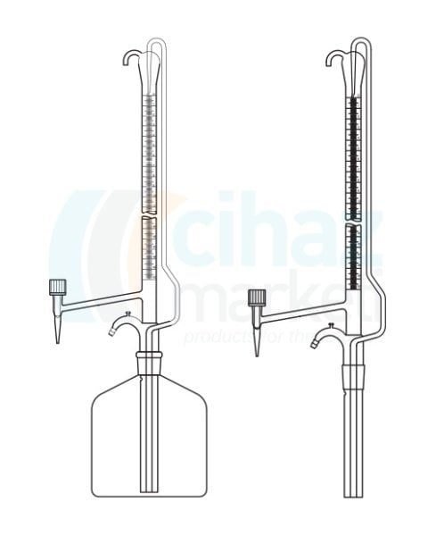 Çalışkan Cam Teknik LG025.04.0025   Büret Otomatik, Tek Valf Musluklu, Deposuz 25 ml Hacim, 0.05 ml Tolerans