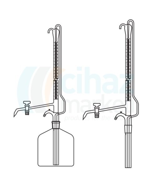 Çalışkan Cam Teknik LG025.44.0025 Büret Otomatik, Tek Cam Musluklu, Şeffaf, Deposuz 25 ml Hacim, 0.05 ml Tolerans