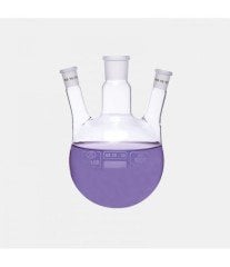 ISOLAB 030.38.901 balon - dibi yuvarlak - 3 boyunlu - yan dişi şilif - merkez boyun : NS 24/29 - yan boyun(lar) : NS 19/26 - 1000 ml