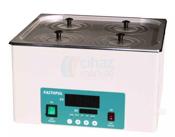 Faithful DK-2000-IIIL Termostatik Su Banyosu – Dörtlü – 14.6 L, Dijital, Yuvarlak Kapaklı, Elektrikli Tahliye