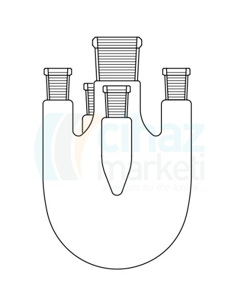 Çalışkan Cam Teknik LG006.09.4507 Balon, Beş boyunlu 10000 ml Hacim, NS: 45/40