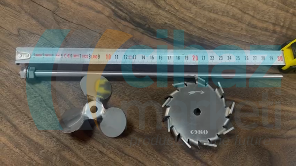 Değiştirilebilir Başlıklı Mekanik Karıştırıcı Şaftı, 304 Paslanmaz Çelik, 8cm Çap, 30 cm Uzunluk