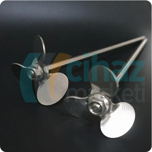 Değiştirilebilir Başlıklı Mekanik Karıştırıcı Şaftı, 304 Paslanmaz Çelik, 8cm Çap, 30 cm Uzunluk