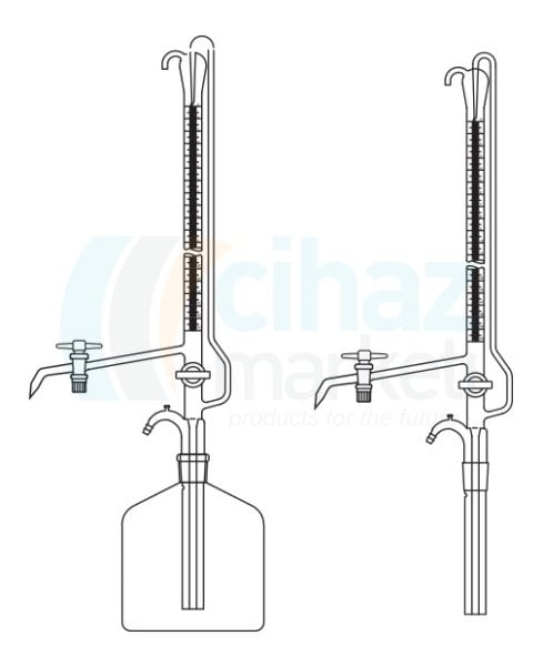 Çalışkan Cam Teknik LG025.10.0025   Büret Otomatik, Çift PTFE Musluklu, Şeffaf, Deposuz 25 ml Hacim, 0.05 ml Tolerans