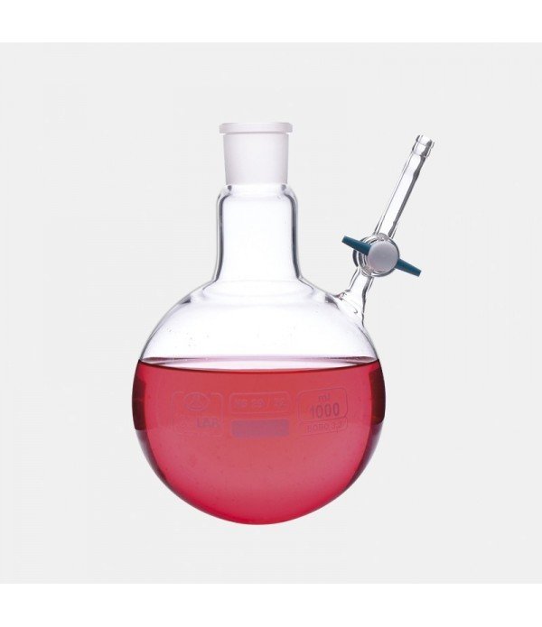 ISOLAB 030.58.100 balon - azot - yuvarlak dipli - musluklu - dişi şilif : NS 14/23 - 100 ml