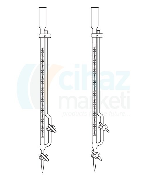 Çalışkan Cam Teknik LG025.19.0005   Büret, Mikro, PTFE Musluklu 5 ml Hacim, Tolerans 0.02 ml