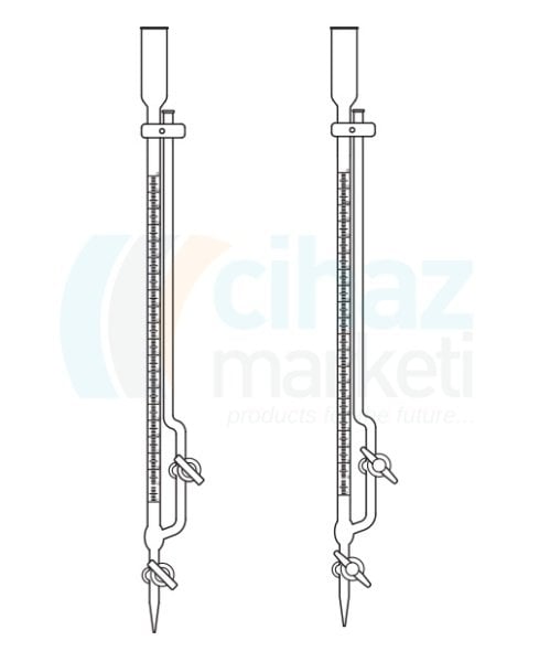 Çalışkan Cam Teknik LG025.19.0010  Büret, Mikro, PTFE Musluklu 10 ml Hacim, Tolerans 0.02 ml