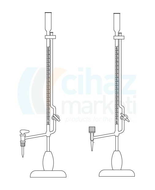 Çalışkan Cam Teknik LG025.21.0005  Büret, Mikro, PTFE Musluklu, Sehpalı 5 ml Hacim, Tolerans 0.02 ml