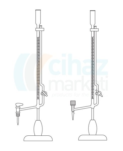 Çalışkan Cam Teknik LG025.21.0010  Büret, Mikro, PTFE Musluklu, Sehpalı 10 ml Hacim, Tolerans 0.02 ml