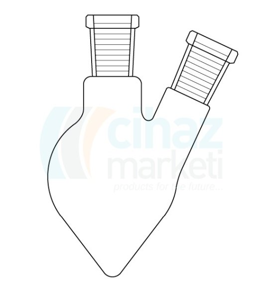 Çalışkan Cam Teknik LG006.13.0050   Balon, Kalp tipi, İki boyunlu 50 ml Hacim, NS: 14,5/23