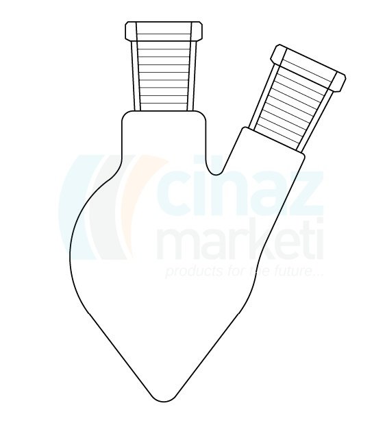 Çalışkan Cam Teknik LG006.13.0100  Balon, Kalp tipi, İki boyunlu 100 ml Hacim, NS: 14,5/23