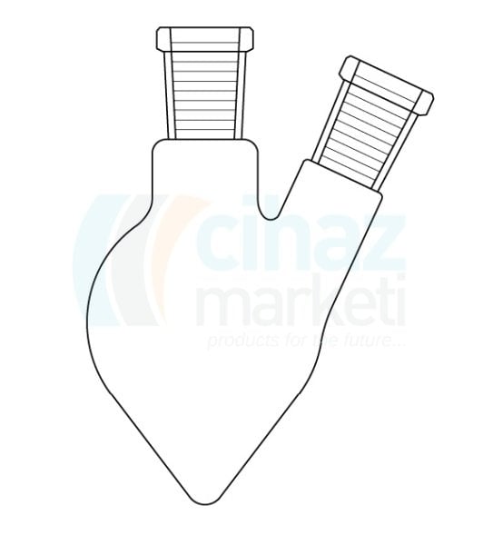 Çalışkan Cam Teknik LG006.13.0100  Balon, Kalp tipi, İki boyunlu 100 ml Hacim, NS: 14,5/23