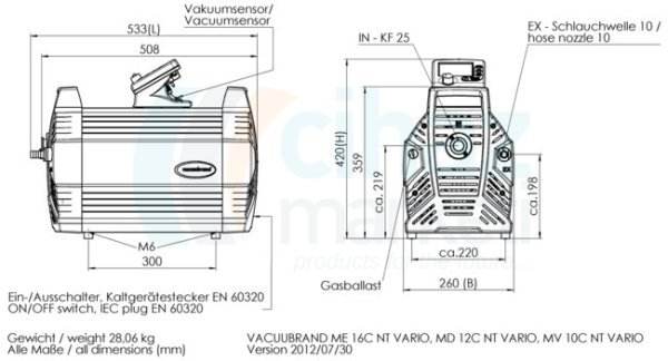 Vacuubrand PC 3016 VARIO Select Kimyasallara Dayanıklı Vakum Pompası