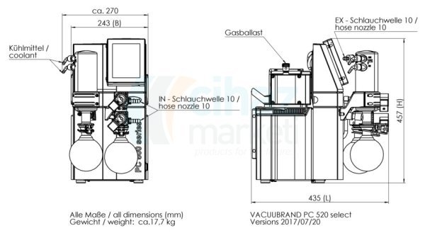 Vacuubrand PC 520 Select Kimyasallara Dayanıklı Vakum Pompası